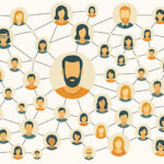 Ilustração de pessoas conectadas. Imagem criada em Copilot.