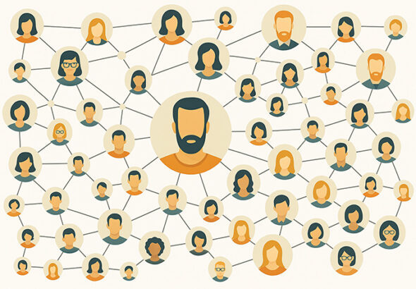 Ilustração de pessoas conectadas. Imagem criada em Copilot.