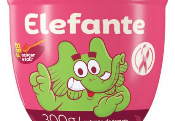 Foto do extrato de tomate Elefante em embalagem rosa