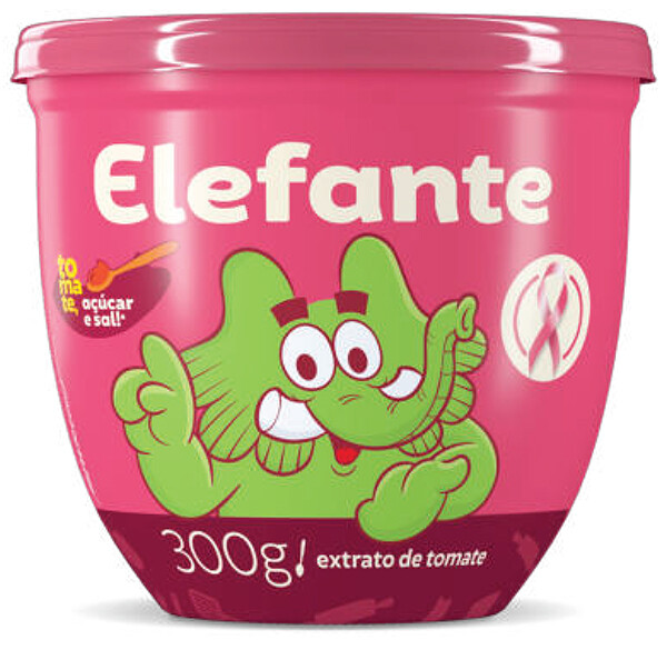 Foto do extrato de tomate Elefante em embalagem rosa