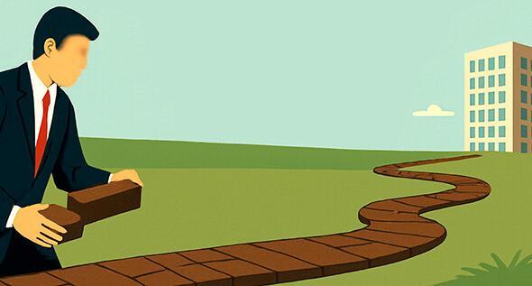 Ilustração da construção de um caminho