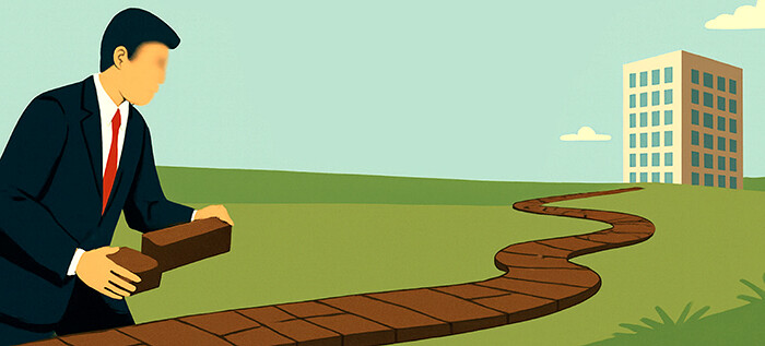 Ilustração da construção de um caminho