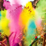 Foto de festa de rua ilustrativa de cores em uso.