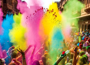 Foto de festa de rua ilustrativa de cores em uso.